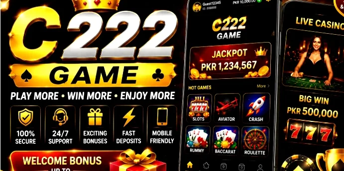 C222 Game APK banner featuring a modern gaming interface